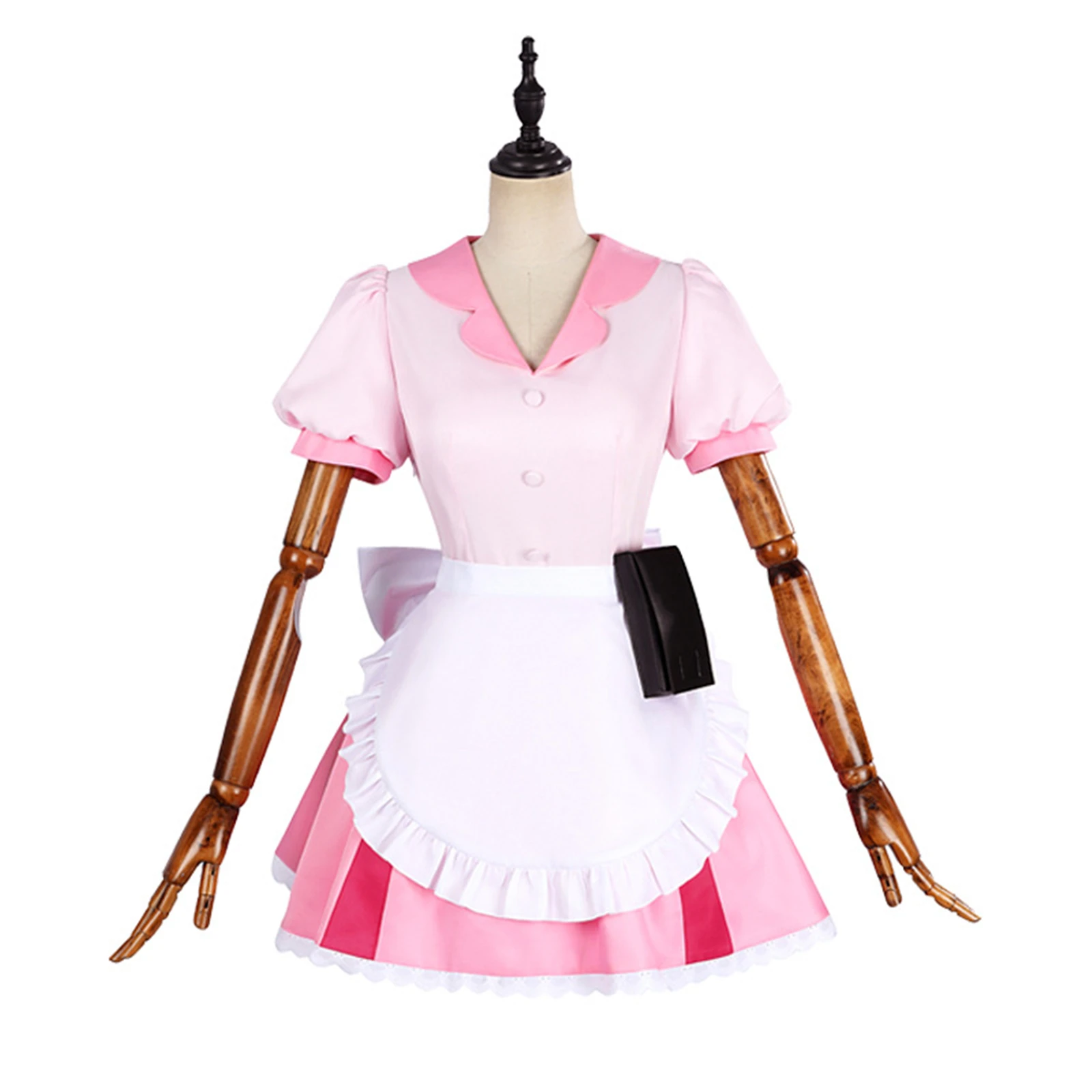Disfraz de Cosplay de bragas y medias de Anime para mujer, traje de sirvienta con lazo rosa y riñonera, conjunto de actuación en escenario, Carnaval de Halloween