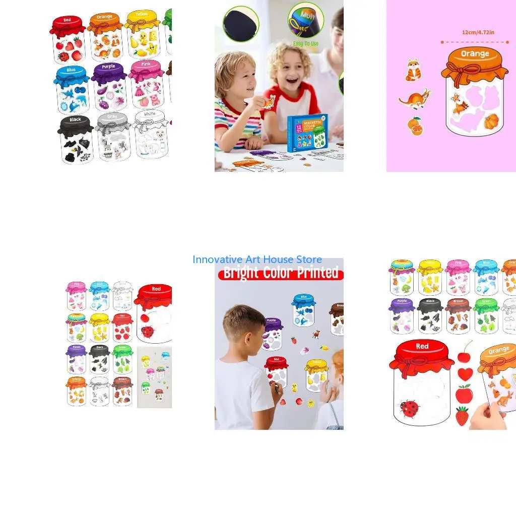 E1PC Color Sorting Toy 60 Color Magnets Educational Refrigerator Magnets