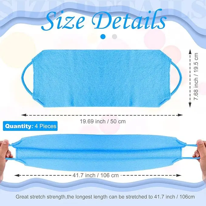 5pcs/10pcs Nylon Back Exfoliating Scrub Towel Long Pull Strap Painless Body Mud Rub Washcloth for Men Bathroom Shower Accessory