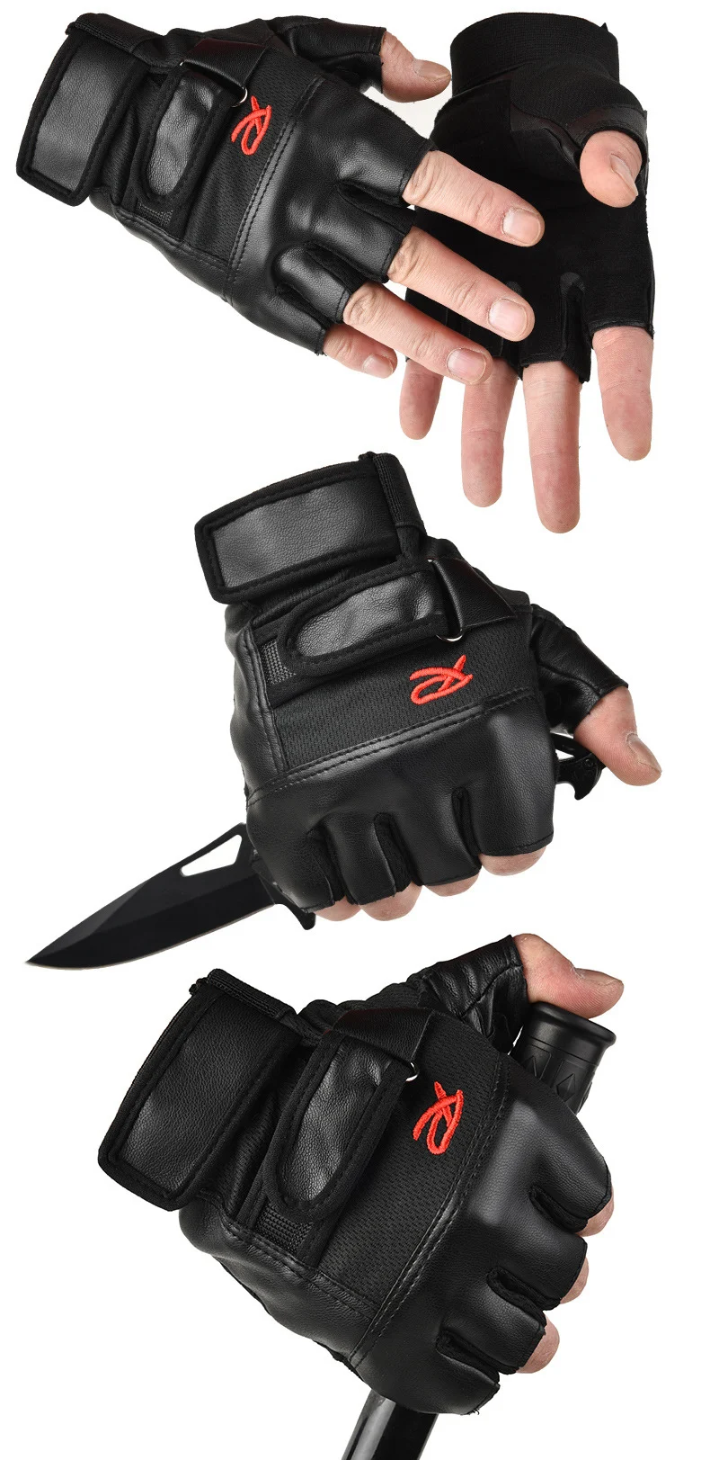 Leather Fitness Sports Weightlifting Weight Lifting Men Gym Gloves Mitts Thicken Half Finger Summer Durable