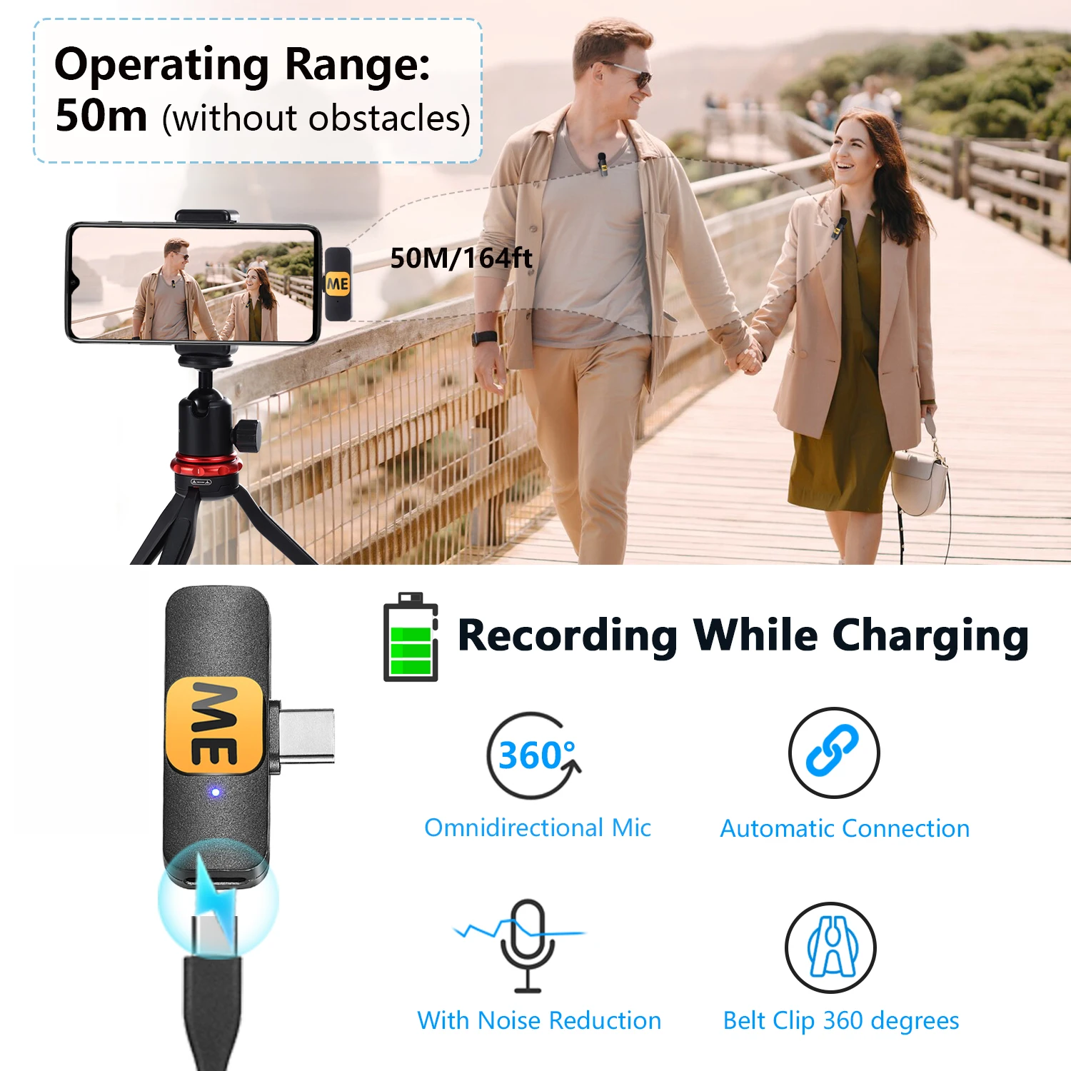 ميكروفون BOYA MIC-S لاسلكي Lavalier لطية صدر السترة لهاتف iPhone iPad Android PC والكمبيوتر المحمول والألعاب والبث المباشر وتسجيل يوتيوب