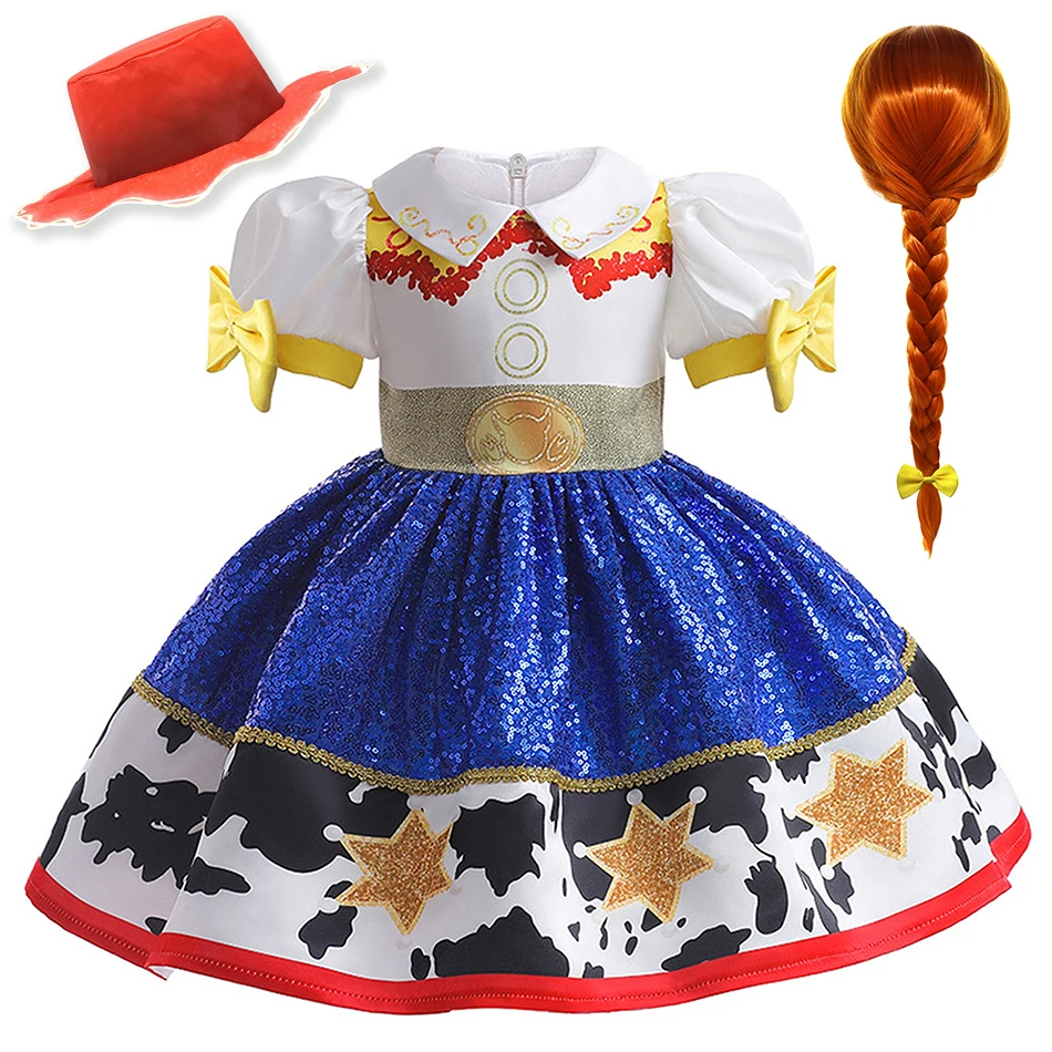 Jessie Cosplay Princess Dress Children Cartoon Toy Role Play Stage Performance Clothes Girls Birthday Theme Party Charm Costume