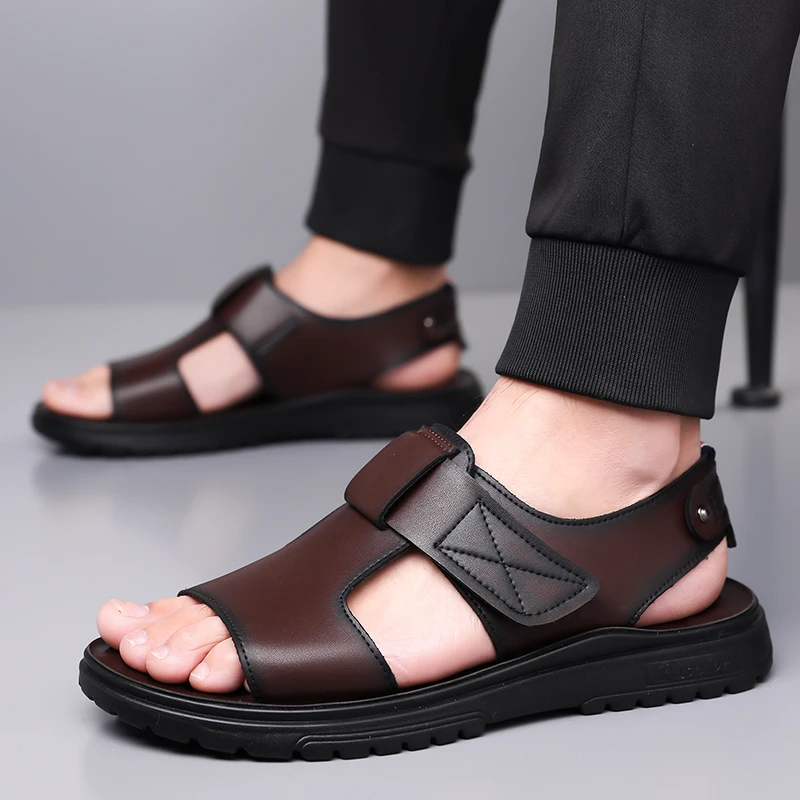 Summer Casual Men's Two-Way Slip-On Sandals with Magic Tape Anti-Slip Soft Bottom for Daily Commute And Outdoor Wear-6189
