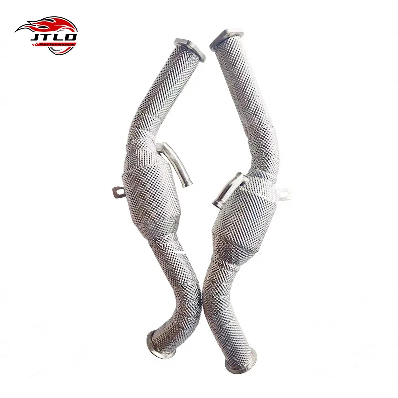 Stainless Steel Heat-Wrapped Exhaust Downpipe For Infiniti Q50 3.7L- High Flow Turbo Back Exhaust Upgrade Straight Pipe