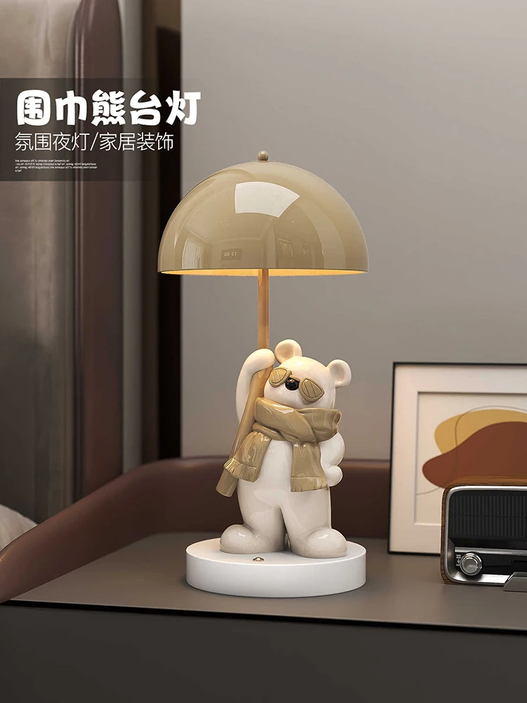 Home Decor Scarf Bear Statue Ornament Bedroom Atmosphere Bedhead Cute Animal Sculpture Decor Study Decor Creative Birthday Gift