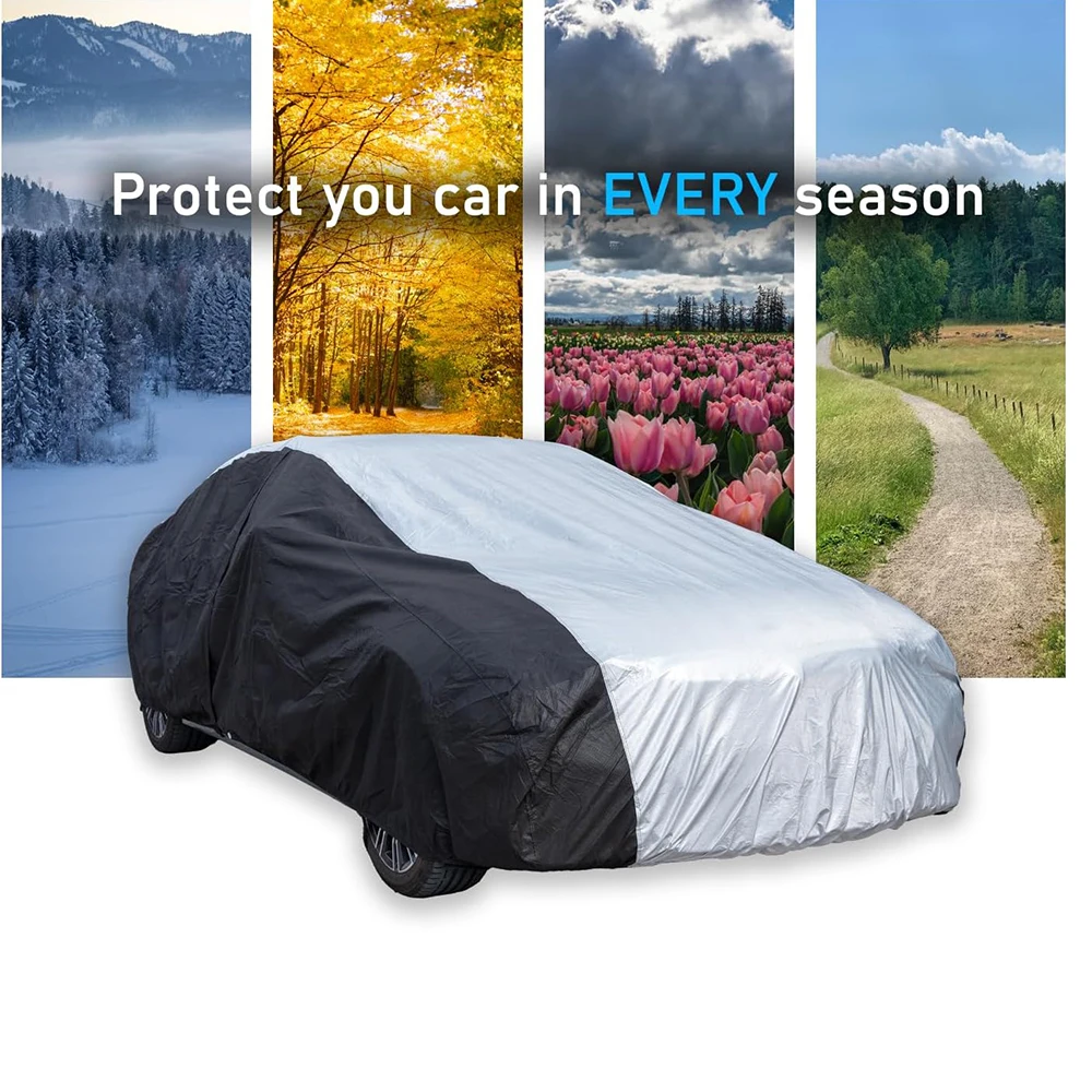 Full Exterior Heavy Duty Waterproof Car Cover, Ultimate PEVA Protection Against Rain, Snow, UV, Wind and Dust