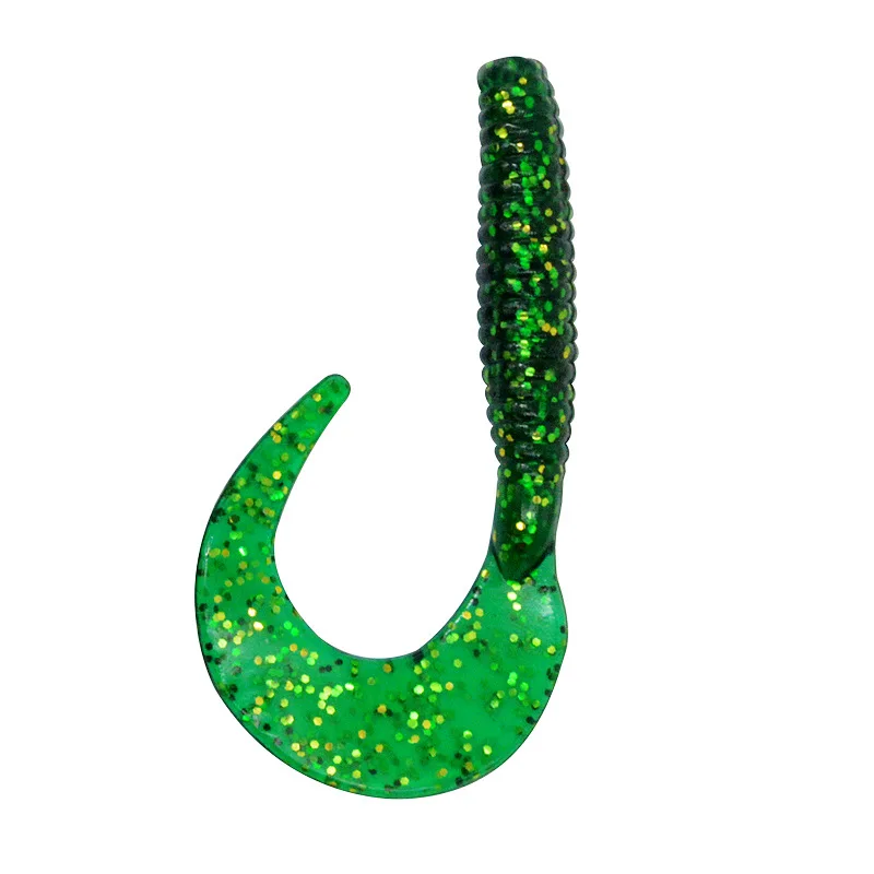 Angelköder Weicher Köder Wurm 7cm 9cm Süß- und Salzwasser Einzelschwanz-Grub Künstliche Köder TEXAS RIG Jigkopf Set 10 Stück AUSVERKAUF – Detail 7
