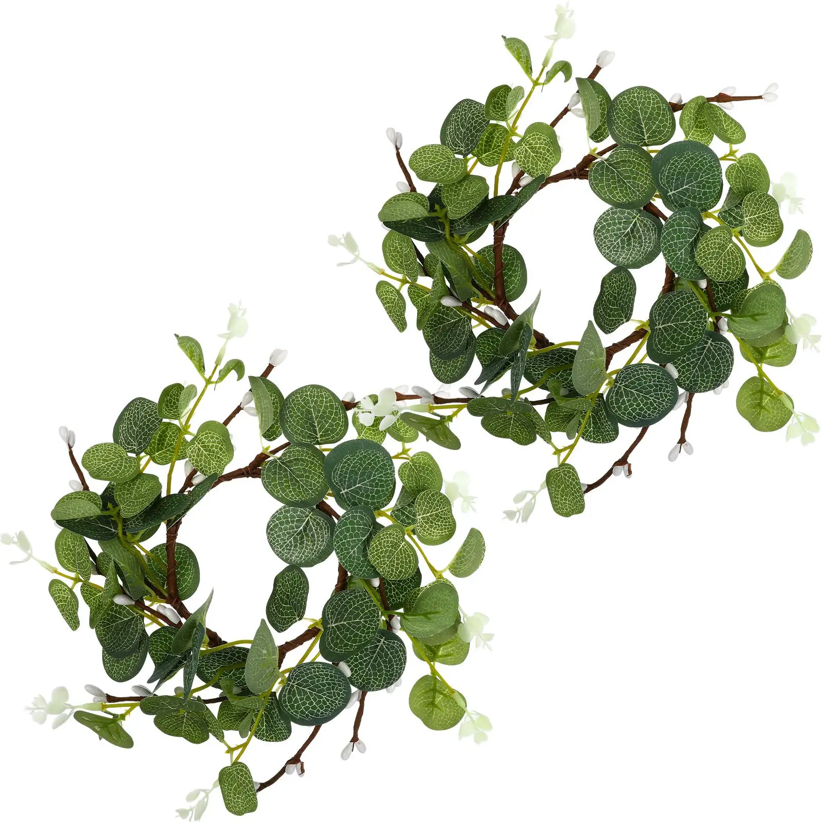 

2Pcs 8cm Eucalyptus Wreaths Artificial Leaves Home Party Farmhouse Garlands Holiday Decor Small Garland Wall Decor