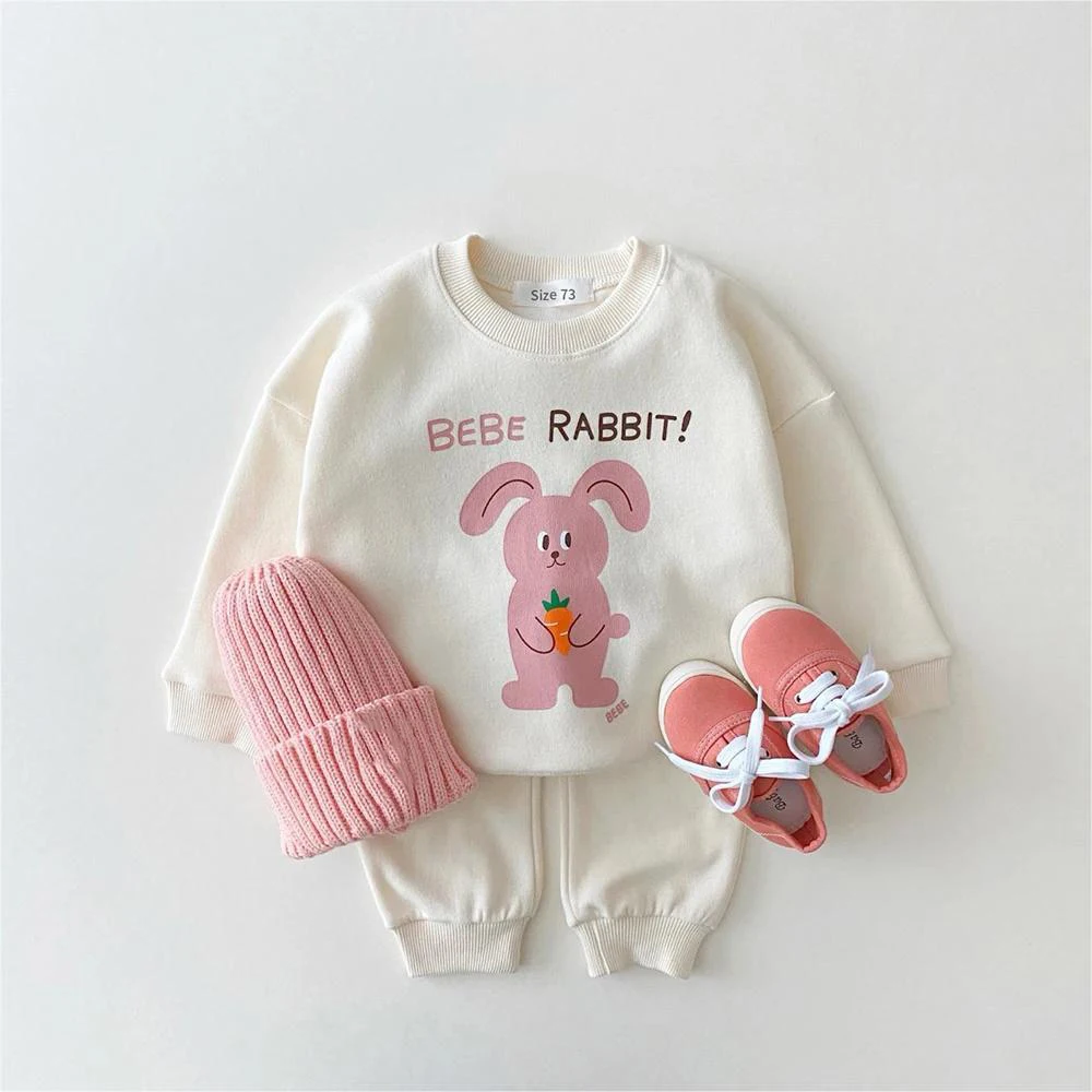 INS 2023 Autumn Baby Clothes Set Baby Boys Cartoon Bear Sweatshirt+Pocket Jogger Pants Set 2Pcs Toddler Baby Girls Clothes Suit