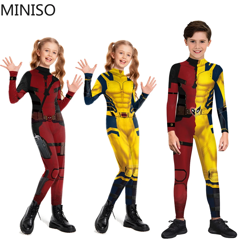 

Deadpool Wolverine Cosplay Costume Superhero Boys Girls Superhero Deadpool Halloween Party Elastic Zenti Bodysuits Rompers