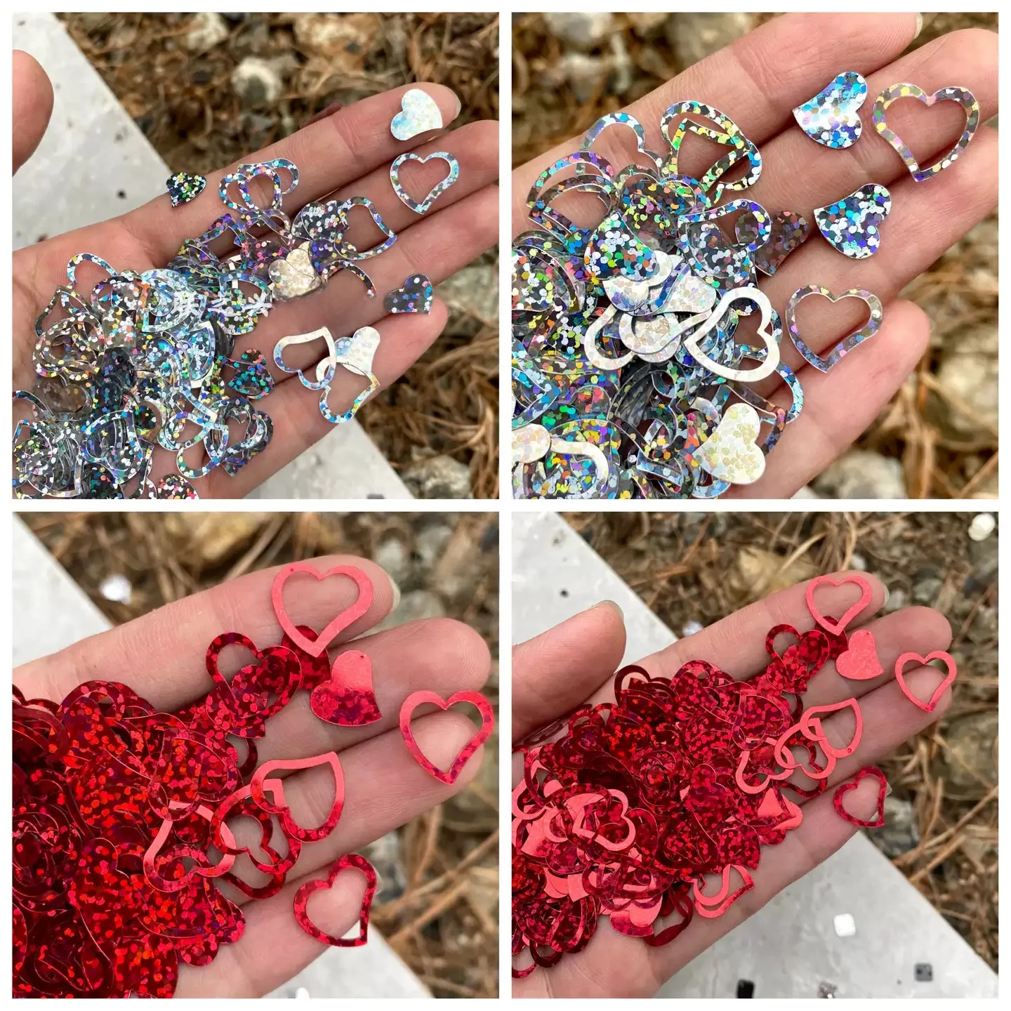 50g 13x14mm Laser Iridescent Sequins for Wedding Decor,Party Scatter,Gift Box Filler & Craft,Romantic Heart Shaped sequins