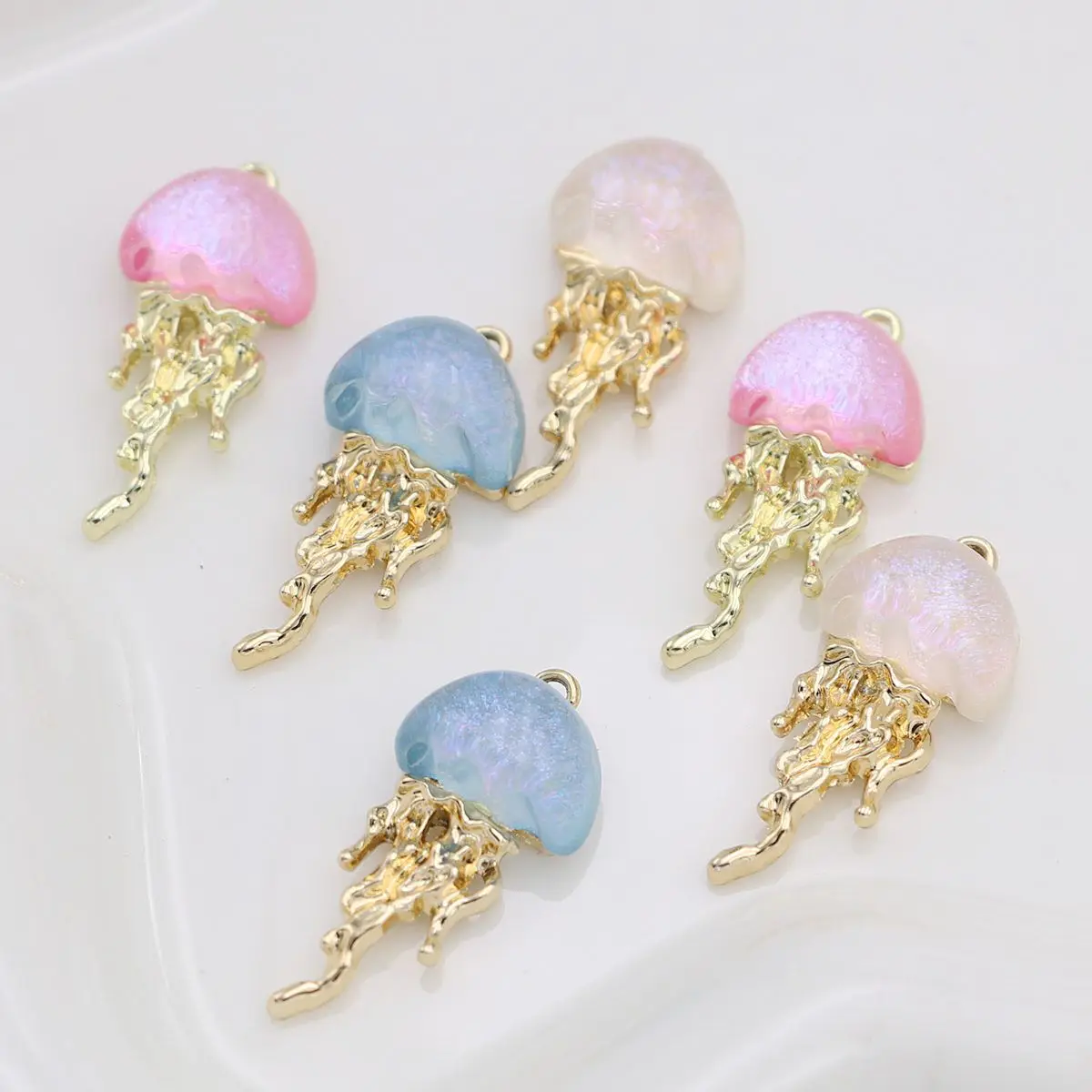 6 шт. позолоченные хрустальные медузы, подвеска, изготовление ювелирных изделий, браслет, ожерелье, серьги, аксессуары «сделай сам»