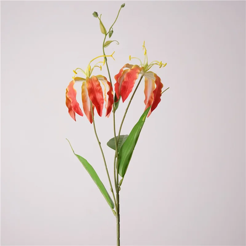 5 Stück Künstliche Latex 3-Kopf Lilien-Narzissen-Blumen für Heimdekoration, Kunstblumen für Hochzeits-Blumenarrangements und Fotografie-Requisiten – Detail 12
