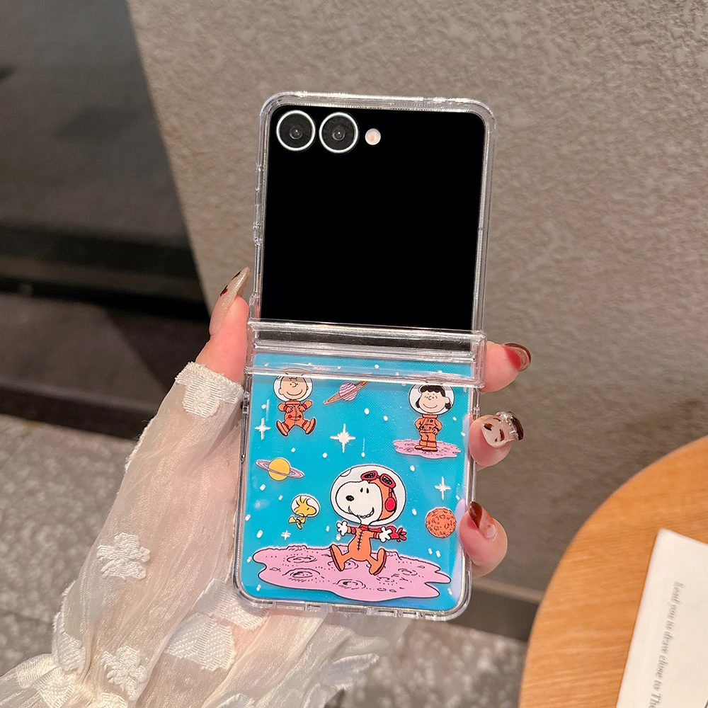 لطيف الكرتون سنوبي تشارلي براون قضية الهاتف لسامسونج غالاكسي Z فليب 7 الصلب PC الغطاء الخلفي ل Z فليب 6 5 حالات مع الحبل #5