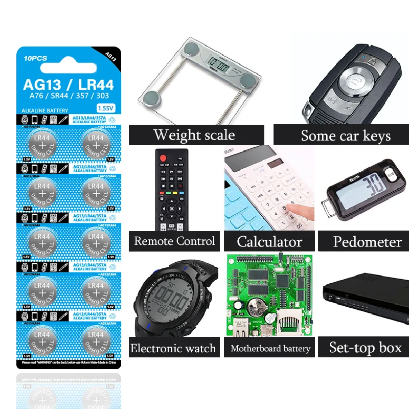 

5-50PCS AG13 LR44 1.5V Button Battery for Glucose Meter, Car Remote, Toys, L1154 SR44 RW82 357 Alkaline Cell