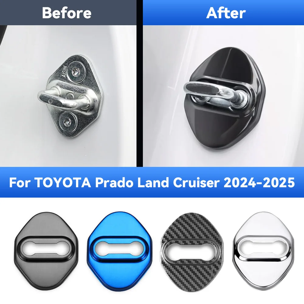 

Car Door Lock Protector Cover Stainless Steel For TOYOTA Prado Land Cruiser LC250 2024 2025 Protect Buckle Anti-rust Decoration