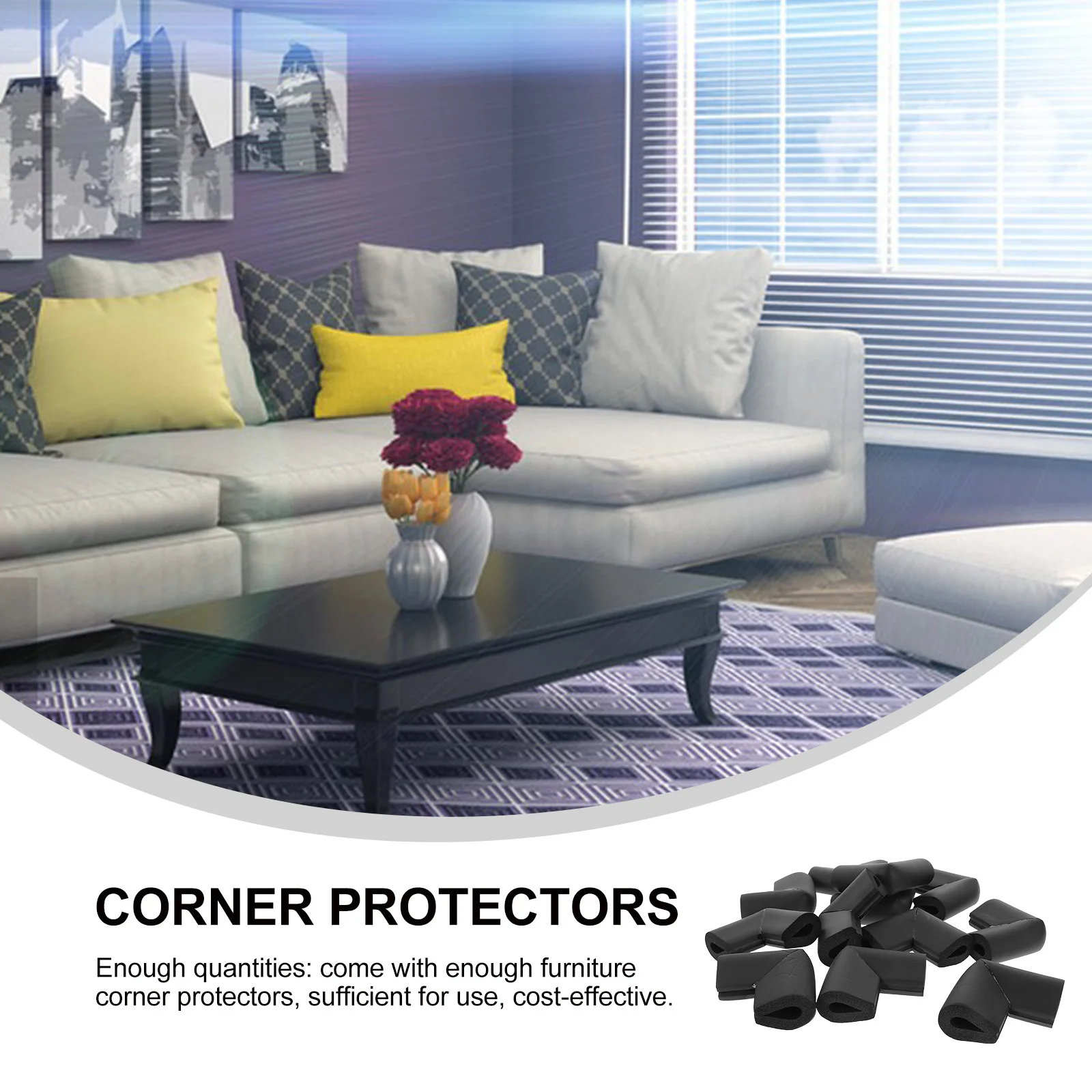 

12pcs Furniture Corner Protector Foam U-Shaped Protection Anti-Scratch Edge Guards For Tables Chairs Frames