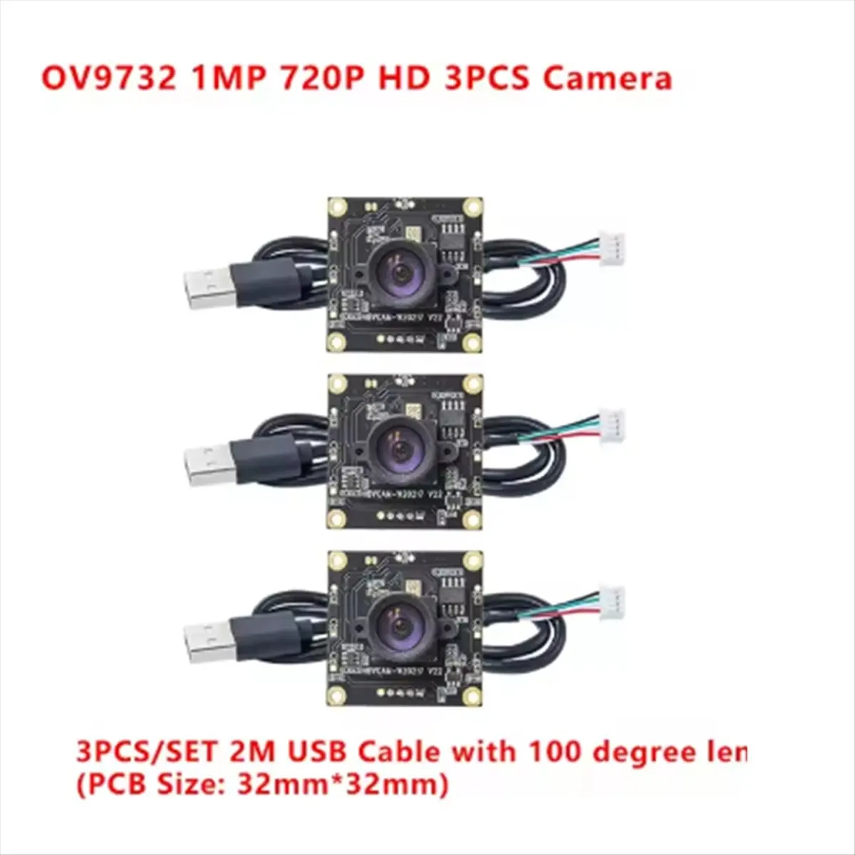 Y38A-3 Pcs OV9732 100 Degrees 1280x720 30fps Camera Module for Autodarts Io with 2M Cable,PCB SIZE:32x32mm, Camera Module