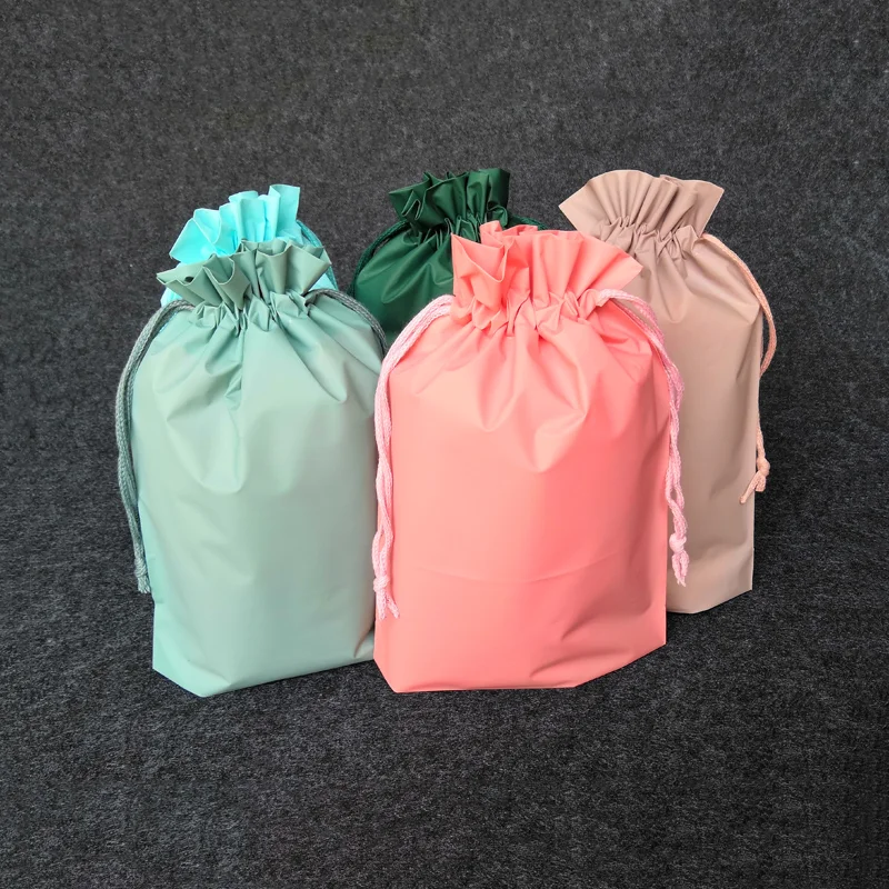 Drawstring bag colorful frosted towel leggings swimsuit storage plastic bag clothing packaging bag can be printed with your logo