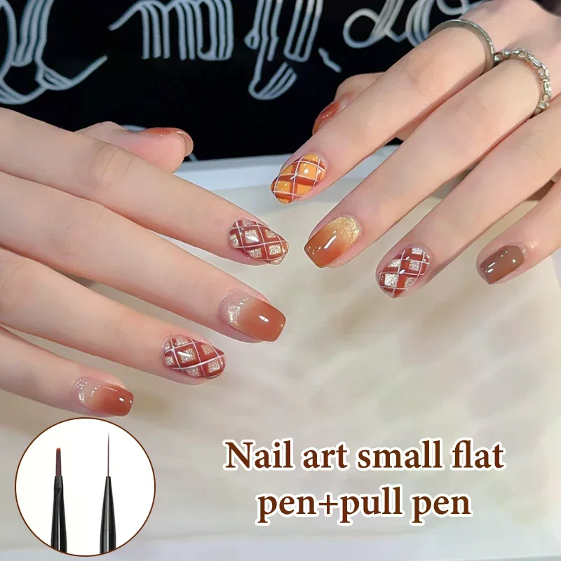 Nail Art Brush Checker Sandalwood Nail Drawing Painting Long Line Brush Nail Art Tool Painting Brushes DIY Design Manicure Tools