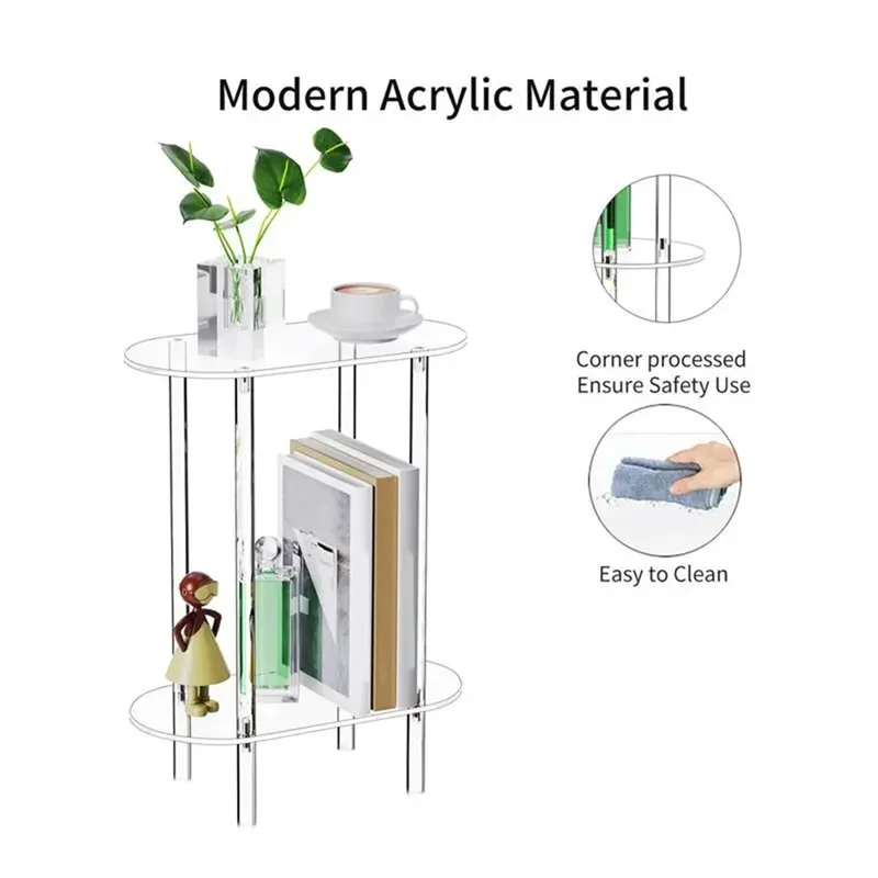 -September Sofa Table Side Transparent Tea Tables Table Acrylic Storage Cabinet Nightstands Acrylic Coffee Table For Home Decor - Image 5