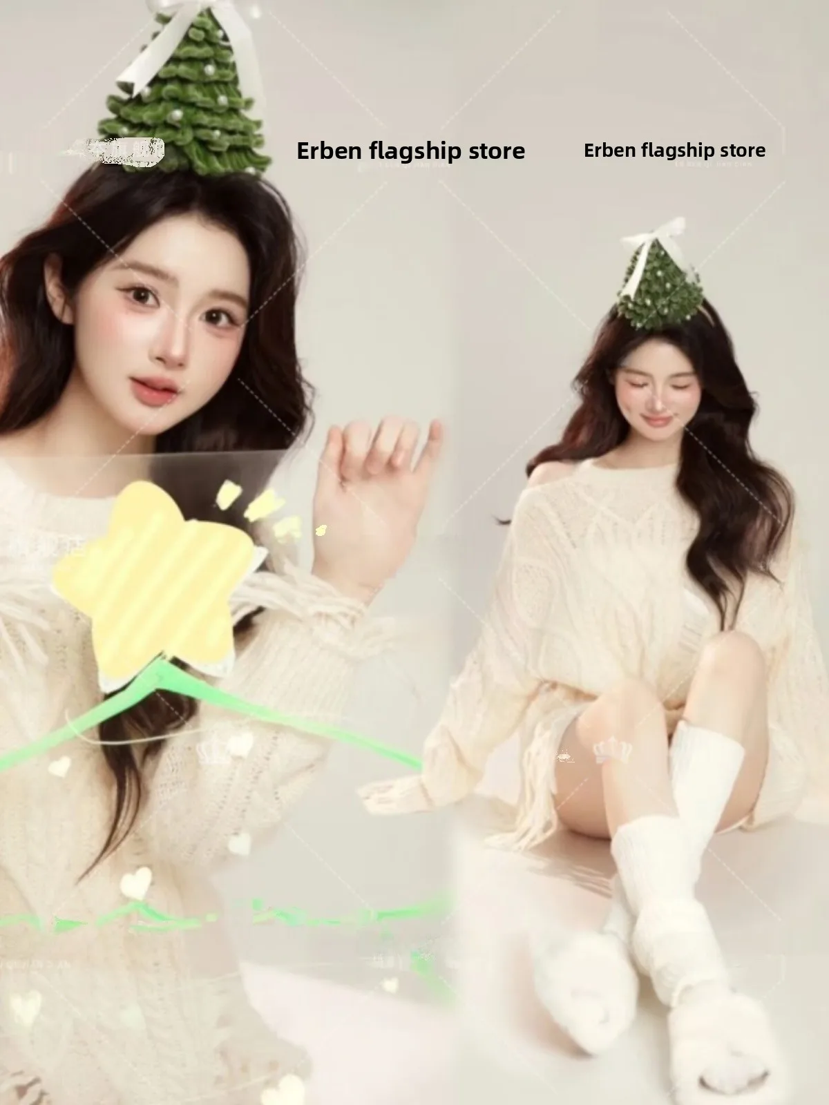 

Autumn Winter Knitwear Photography Studio New Style Christmas Theme Lazy Girl Art Photo Shooting Clothing Female Polyester Fiber