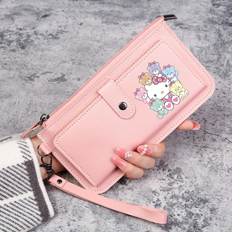 Hello Kitty Women Wallets PU Leather Female Purse Multi-Cards Holder Coin Foldable Wallet Zipper Billfold Hipster Credit Gift