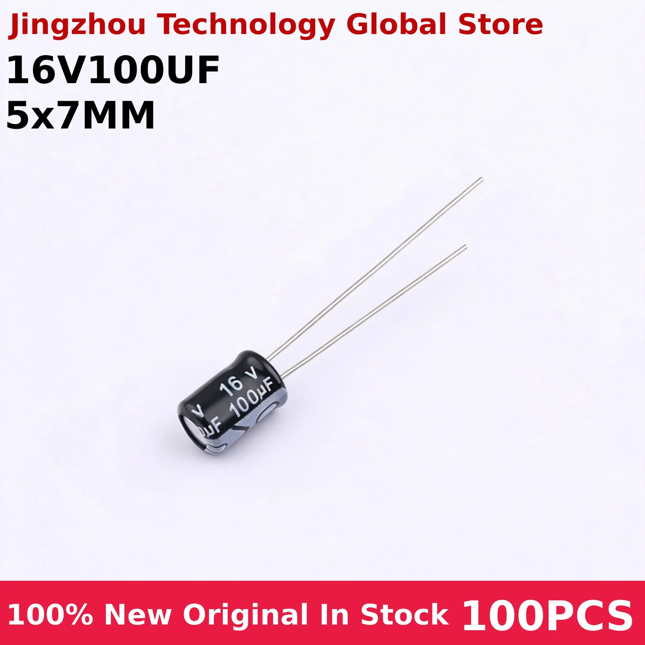 100PCS 5X7MM 100μF 16v 5*7mm 100uf 16v 5x7MM 16V100UF Direct insert aluminum electrolytic capacitor 100% New Wholesale