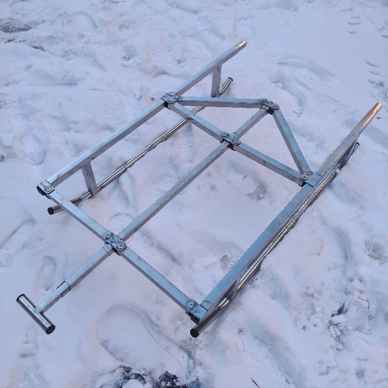 

Folding ice fishing climbing plow Stainless steel climbing plow Winter fishing equipment Ice fishing car second open second