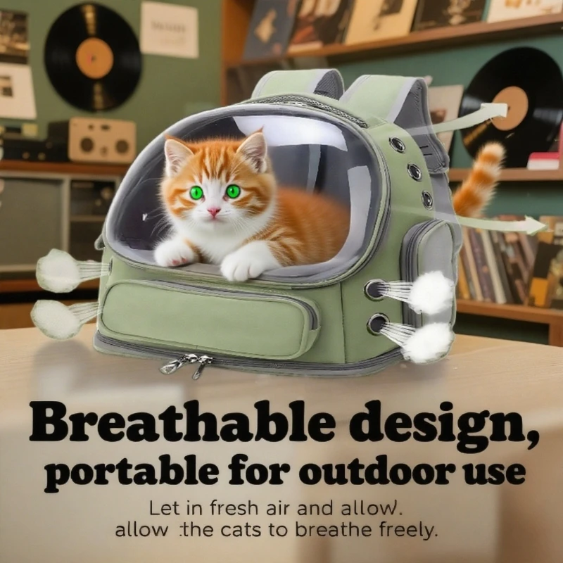 Mochila transportadora de mascotas transparente 2025 para gatos y perros pequeños, bolso de hombro transpirable para exteriores, accesorio de viaje, suministros para mascotas
