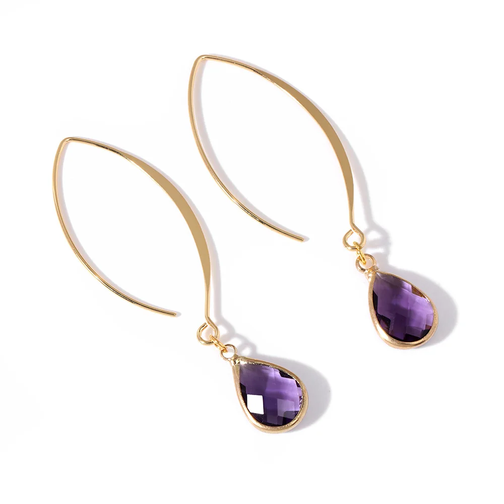2024 NEW Natural Stone Water Drop Earring Natural Amethysts Turquois Opal Dangle Earring Eardrop Jewelry Gift For Women Girls