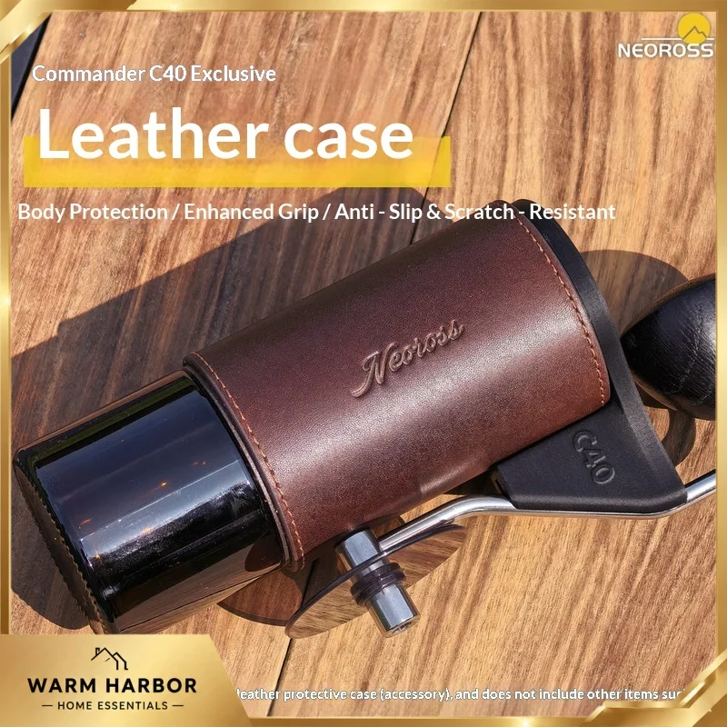 Comandante C40 Leather Protective Cover Vintage Cowhide Sleeve Portable Dust Cover Coffee Grinder Case Outdoor Camping Accessory