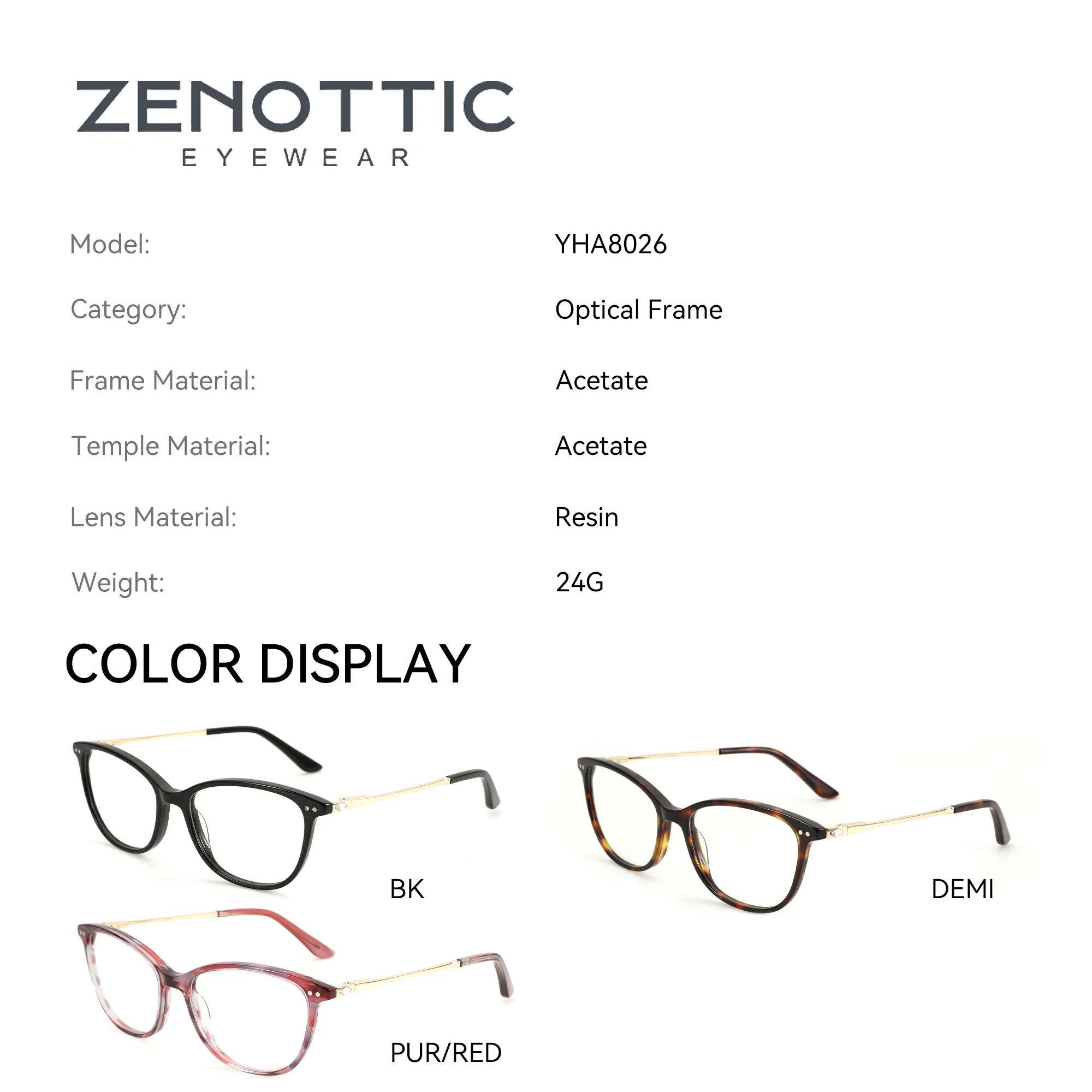 ZENOTTIC Classics Square Prescription Glasses Metal Spring leg Anti Blue Light /Photochromic Progressive Eyeglasses for Women