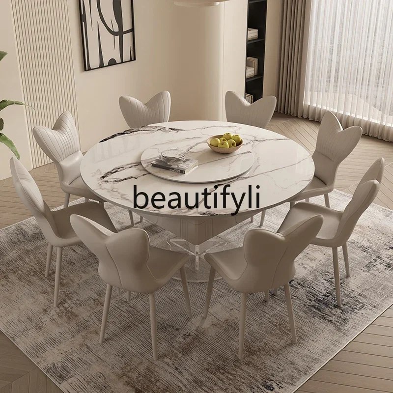 طاولة طعام فاخرة وخفيفة الوزن من LXAutomatic، طاولة طعام مدمجة مزدوجة الأغراض ومتعددة الوظائف وصامتة قابلة للطي، طاولة مستديرةSSS