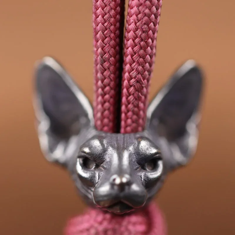 

Canadian Hairless Cat Brass Beads Outdoor EDC Umbrella Rope Pendants DIY Paracord Bracelets Accessories Lanyard Hangings