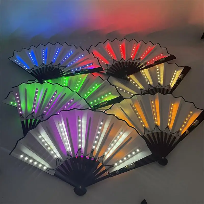 Glow Folding Led Fan Dancing Light Fan Night Show Halloween Christmas Rave Festival Accessories Glow In The Dark Party Supplies