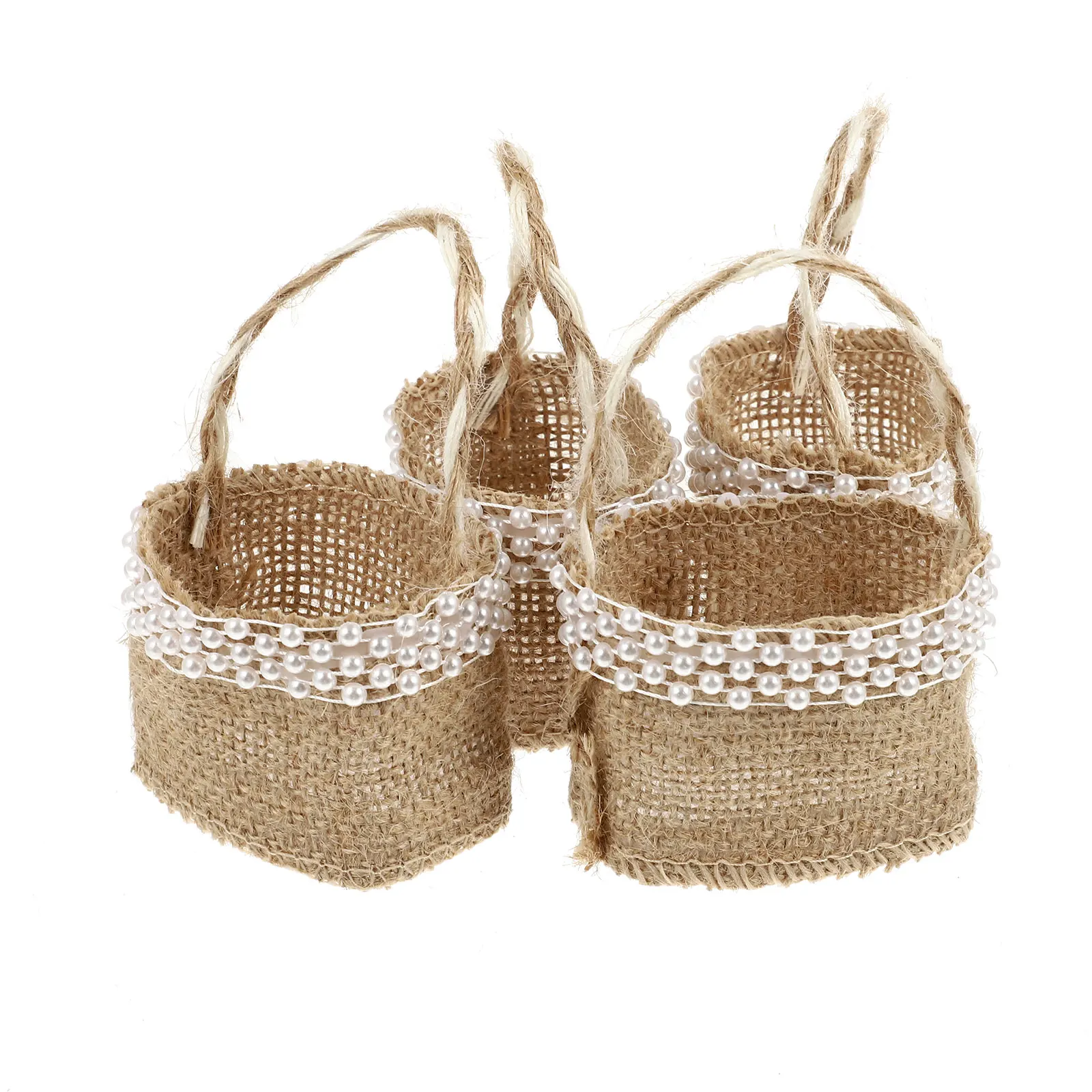 

4pcs Storage Linen Baskets Girl Basket Wedding Linen Basket Wedding Party Favor Bags Portable Candy Container Home Decor