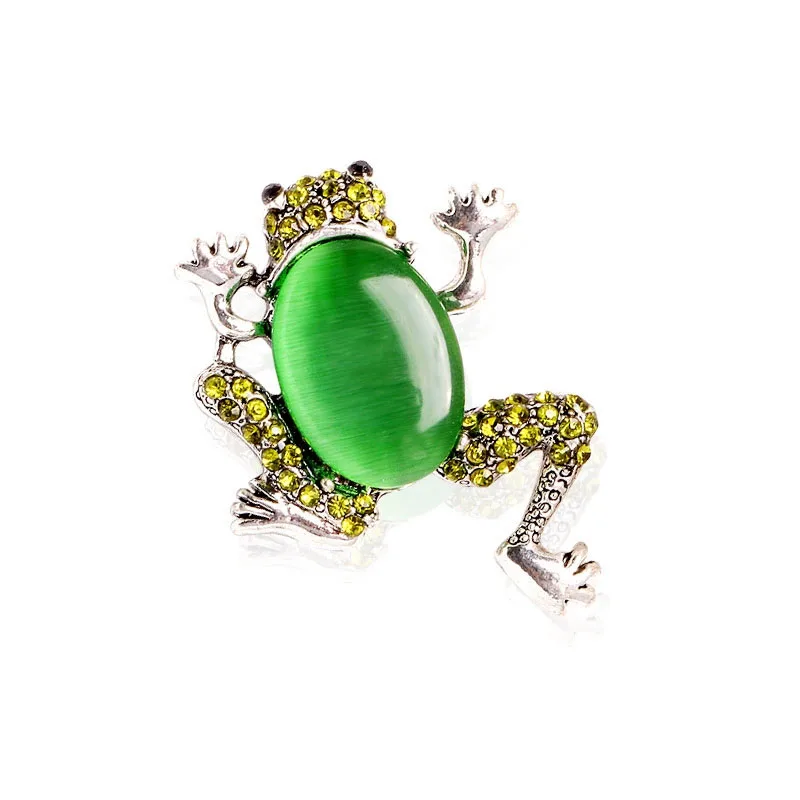 Rhinestone Frog Brooches for Women Unisex Enamel Toad Pins Office Party Friend Collected Gifts Accessories