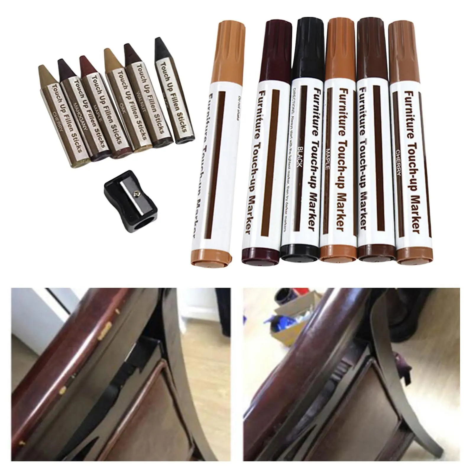 Furniture Repair Markers, Floor Pen, Portable Universal Wooden Filler Remover for Bedposts Kitchen Paint Restoring Tables