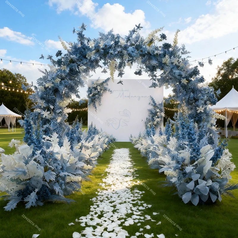 

Blue Custommade Wedding Rose Silk Flower Wedding Scene Flower Flower Row Display Hall Placed Flower Marriage Proposal Decoration