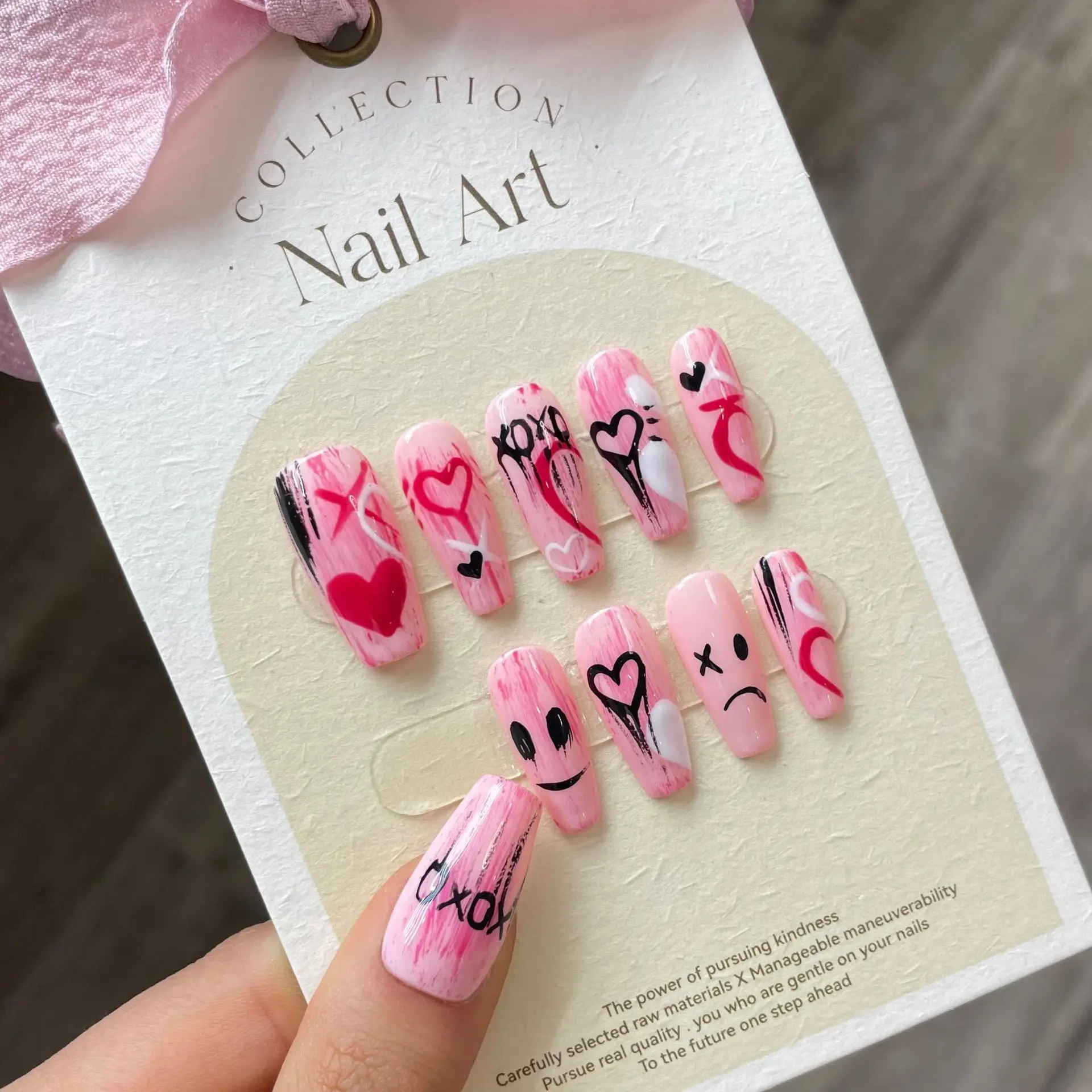 46-60 Number Punk Ghost Face Handmade Press on Nails With Glue Wearable Fake Nails For Girl Advanced Professional Nail Art