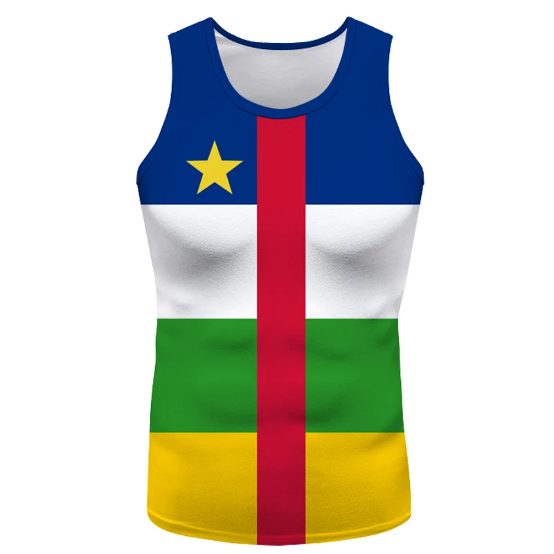 Central African Vest Logo Free Custom Name Caf Sleeveless T-shirt Nation Flag Centrafricaine Republic French Print Photo Clothes