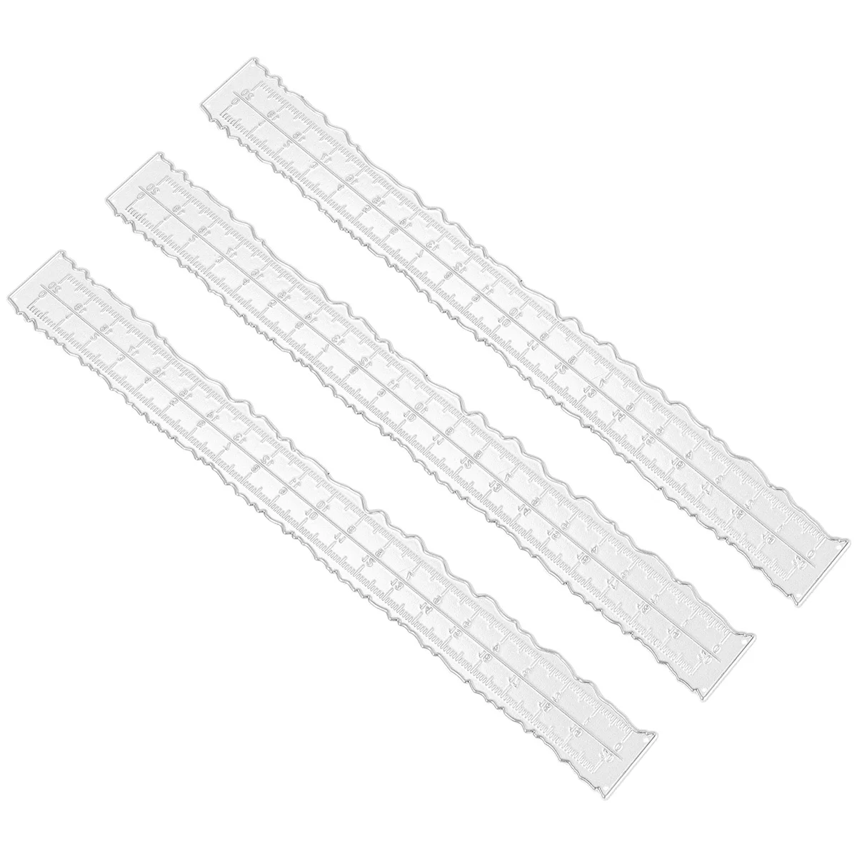 ABJA 3 Pieces 8.4 Inches Metal Irregular Edges Ruler Edges Ruler for Card Making Scrapbooking Craft Decor School Office Tools