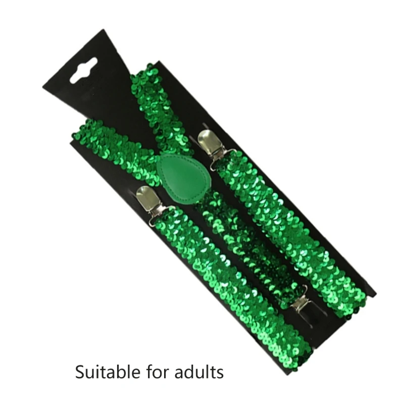 Men Woman Sequin Clip-on Suspenders Elastic Y-shape Adjustable Braces Multi Color for Female Male Fashion Accessories