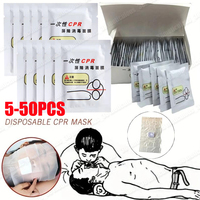 5-50PCS Disposable Medical First Aid Breathing Masks CPR Resuscitator Rescue Mouth Breath with One-Way Valve Portable Emergency