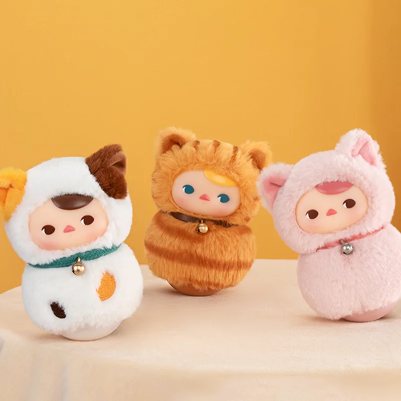 Oryginalny Roly Poly Kitty Pucky Tumbler Meow Meow Series Vinyl Plush Blind Box Zabawki Figurki akcji Mystery Box Model Lalki Prezent