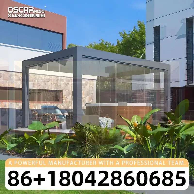 Outdoor Adjustable Retractable Shade Roof for Patio Garden Backyard pergola