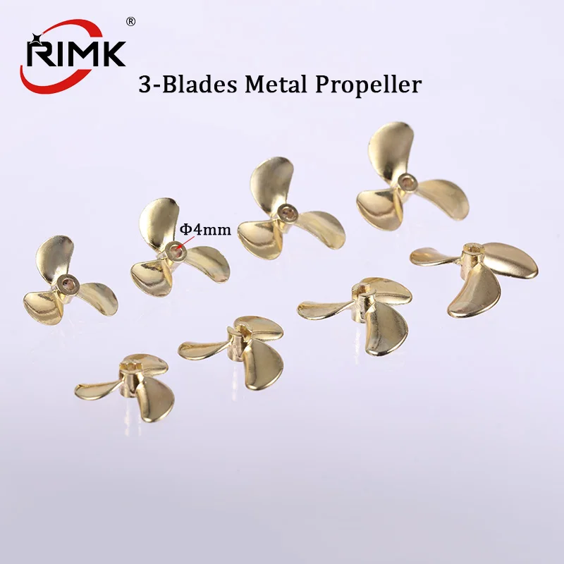RC Boat Positive/Reverse 3-Blades Metal Propeller Submerged D36/40/44/48mm 4mm Prop for RC Marine Tug Bait Boat 4mm Shaft