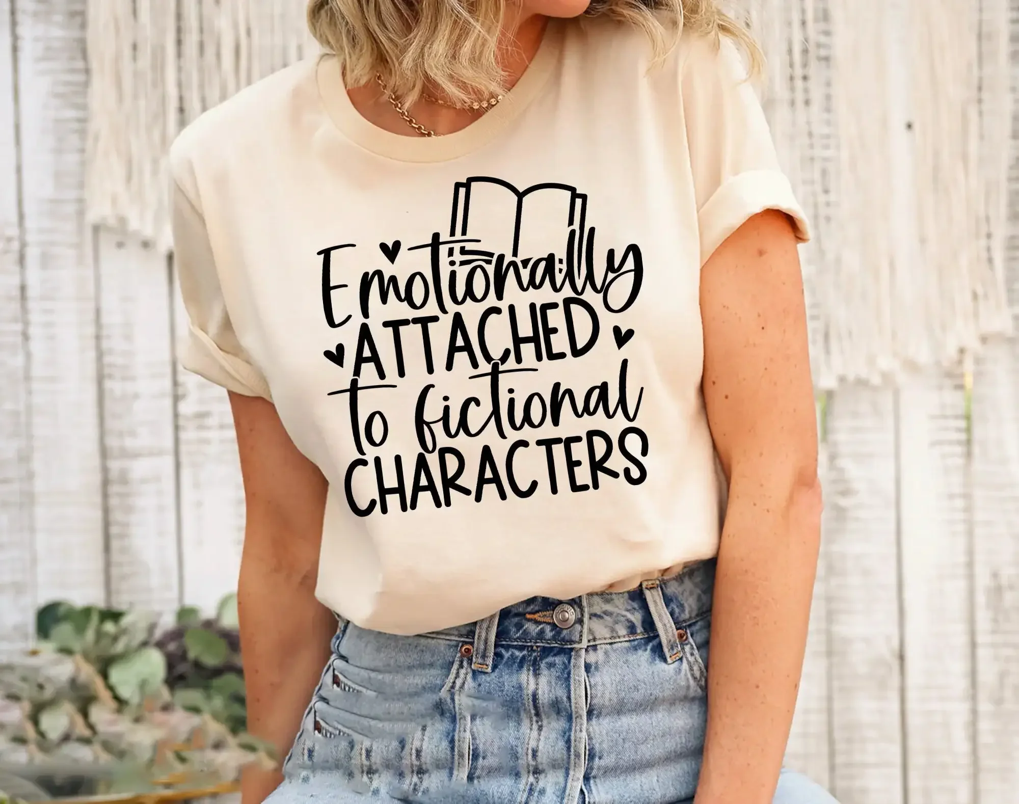 Emotionally Attached To Fictional Characters T Shirt Funny Reading Book Lover Bookish Blogger Nerd
