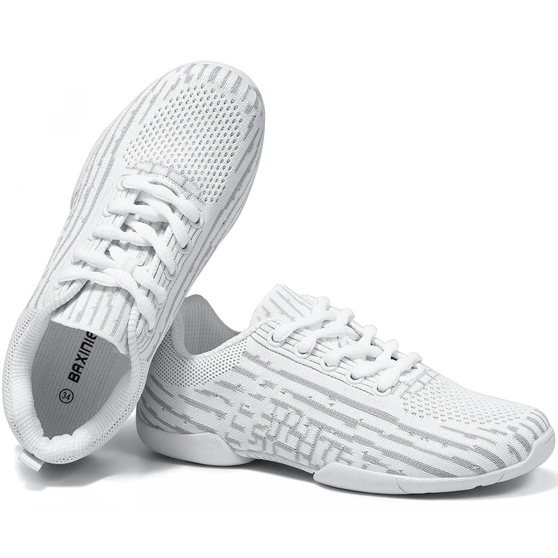 BAXINIER Girls White Breathable and Lightweight Cheer Dance Trainers Perfect for Youth Training and Cheer Competition
